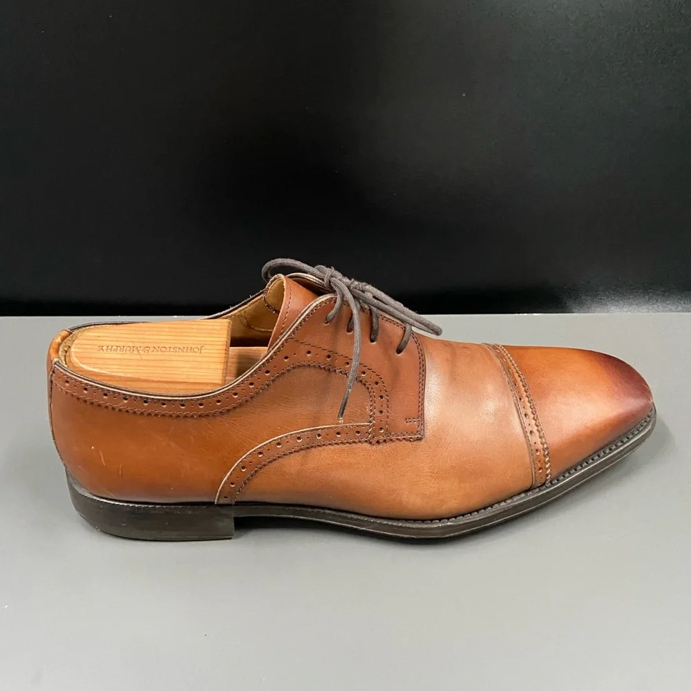 MAGNANNI Antiqued Brown Perf Tip Brogue Cap‎ Toe Oxford Shoes 10 M
